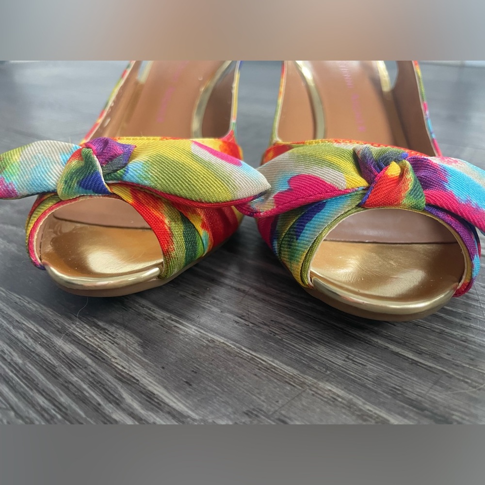 BOGO SALE Etienne Aigner Hadley Slingback Floral Peep Toe Pumps Heel Shoes - Picture 9 of 9